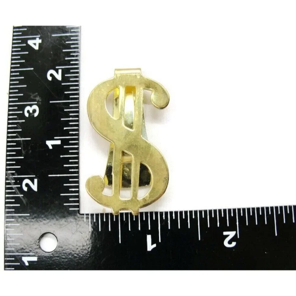 Gold Tone Dollar $ Sign Money Clip Stainless Steel Wallet Credit Card Cash ID